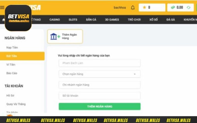 Betvisa hỗ trợ nhiều phương thức rút tiền để người chơi dễ dàng chuyển tiền về tài khoản